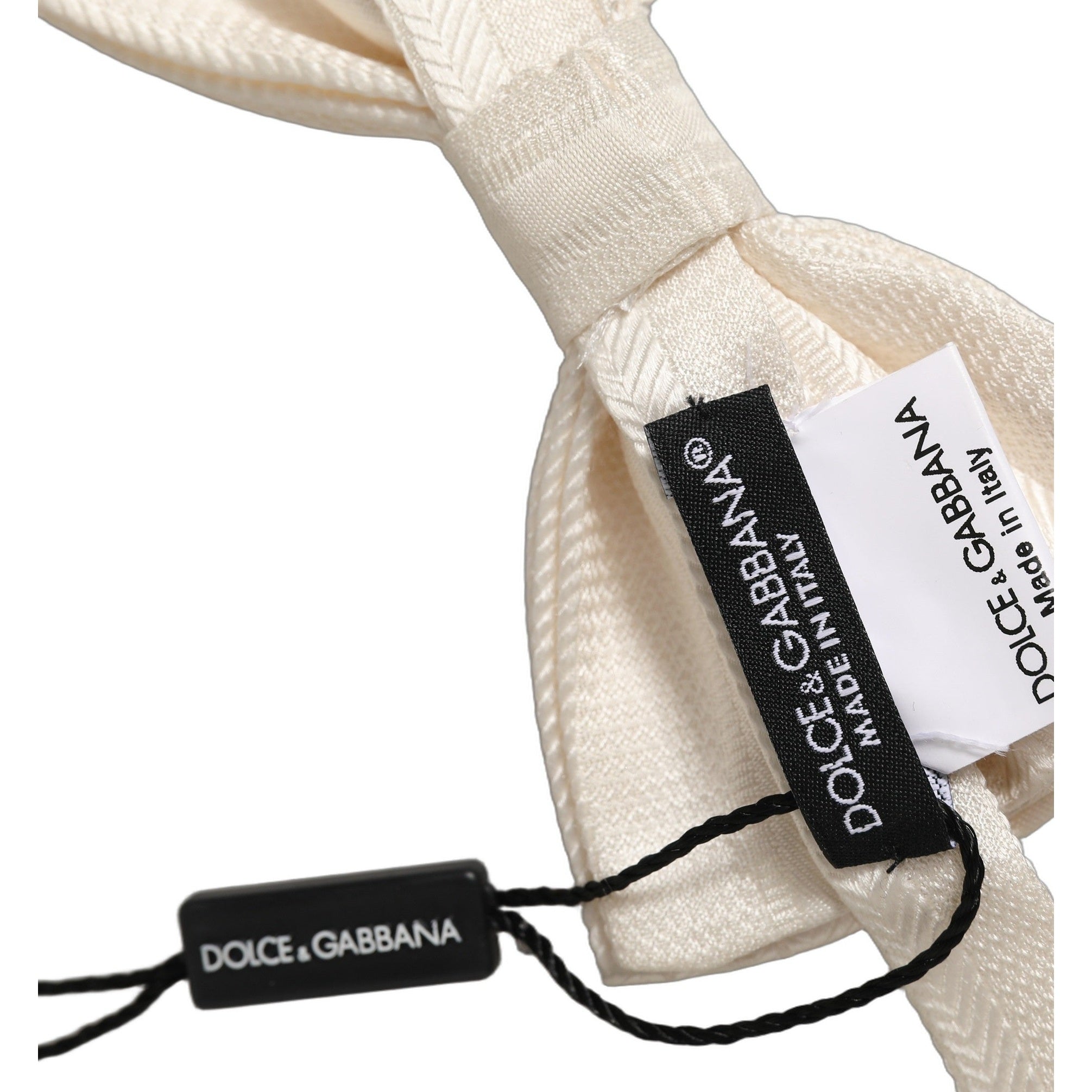Dolce & Gabbana Men White 100% Silk Adjustable Neck Papillon Bow Tie