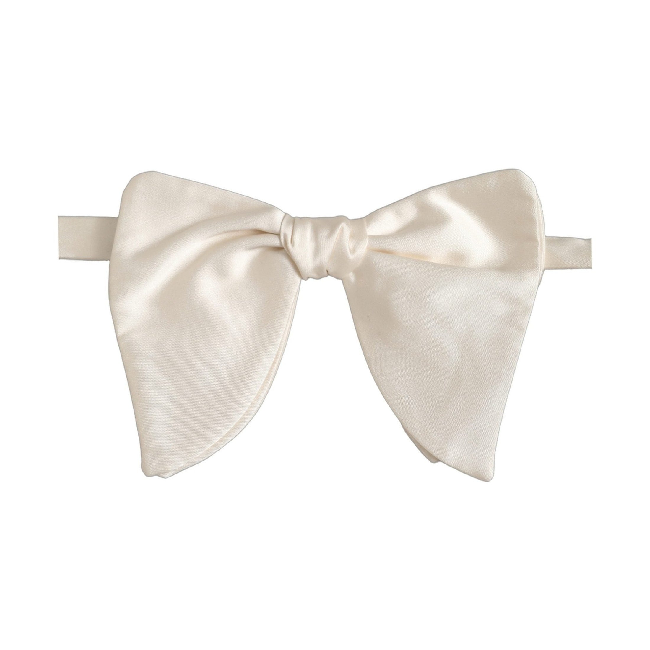 Dolce & Gabbana Men White 100% Silk Adjustable Neck Papillon Bow Tie
