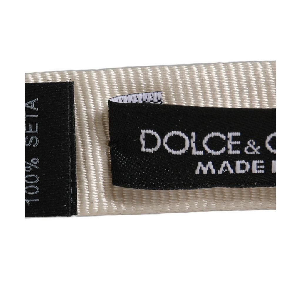 Dolce & Gabbana Men White 100% Silk Adjustable Neck Papillon Bow Tie