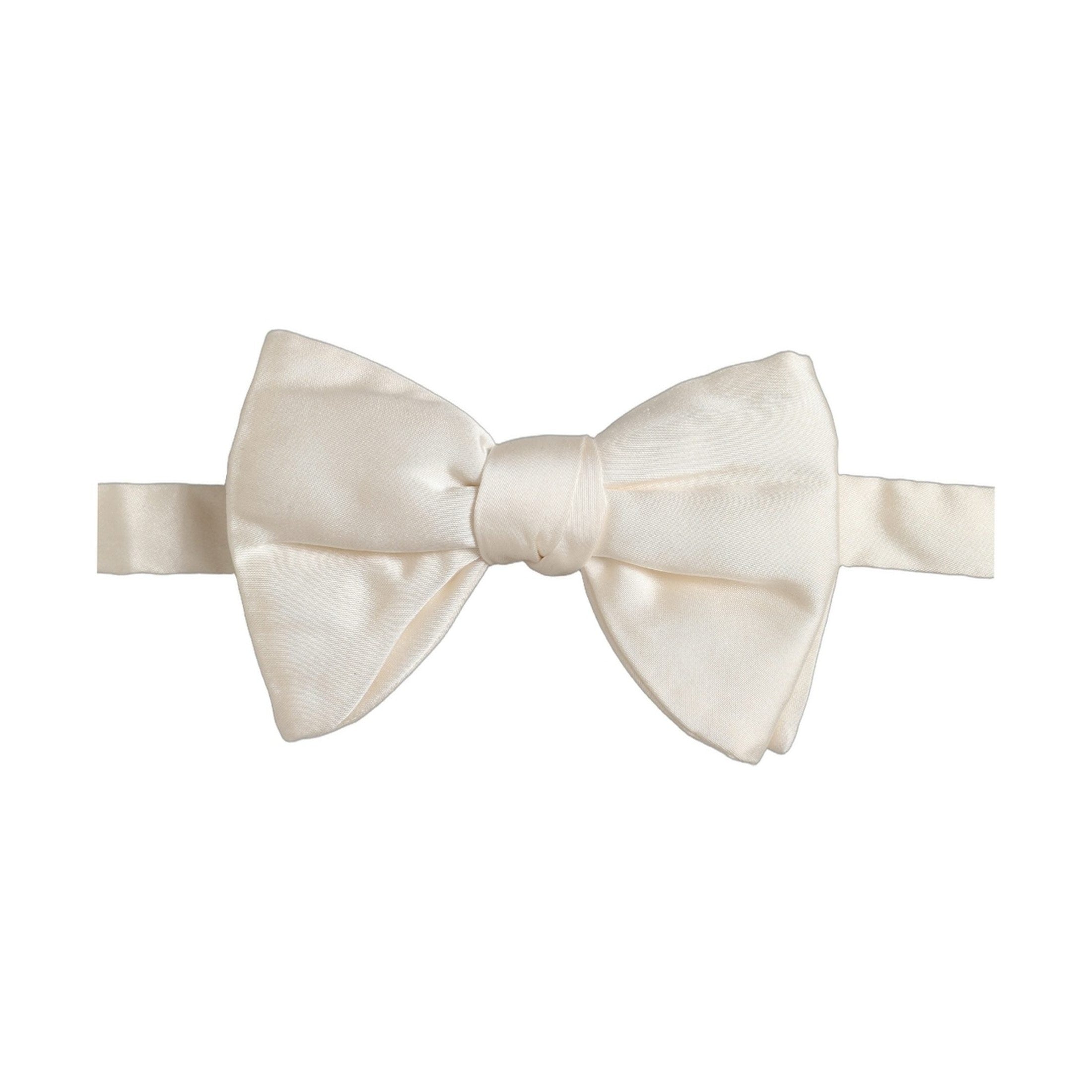 Dolce & Gabbana Men White 100% Silk Adjustable Neck Papillon Bow Tie