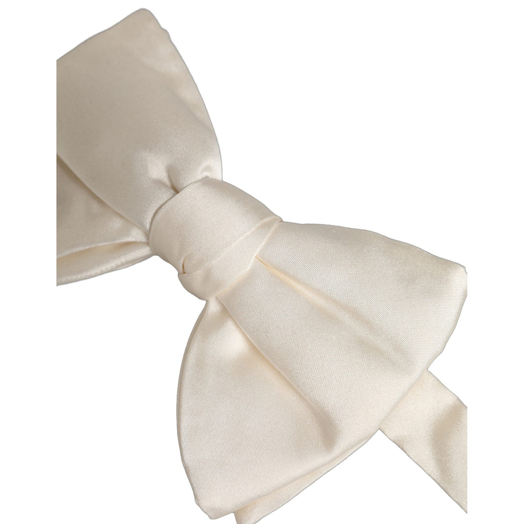 Dolce & Gabbana Men White 100% Silk Adjustable Neck Papillon Bow Tie