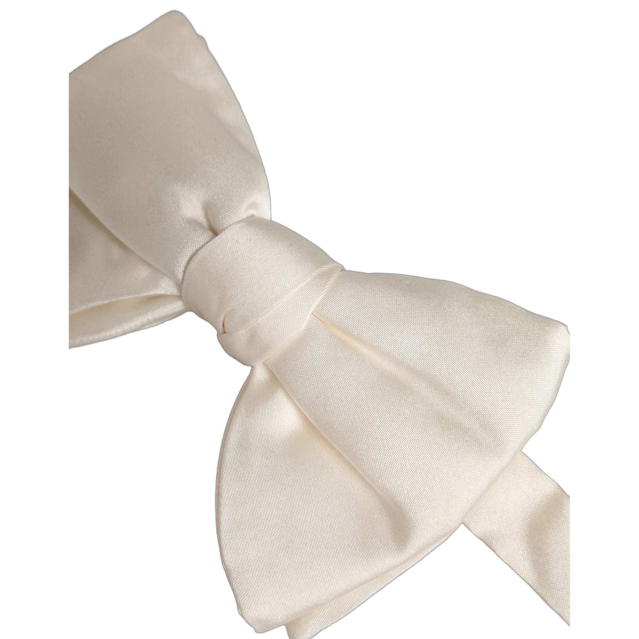 Dolce & Gabbana Men White 100% Silk Adjustable Neck Papillon Bow Tie