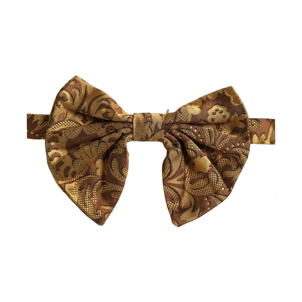 Dolce & Gabbana Men Brown Floral Silk Adjustable Neck Papillon Bow Tie