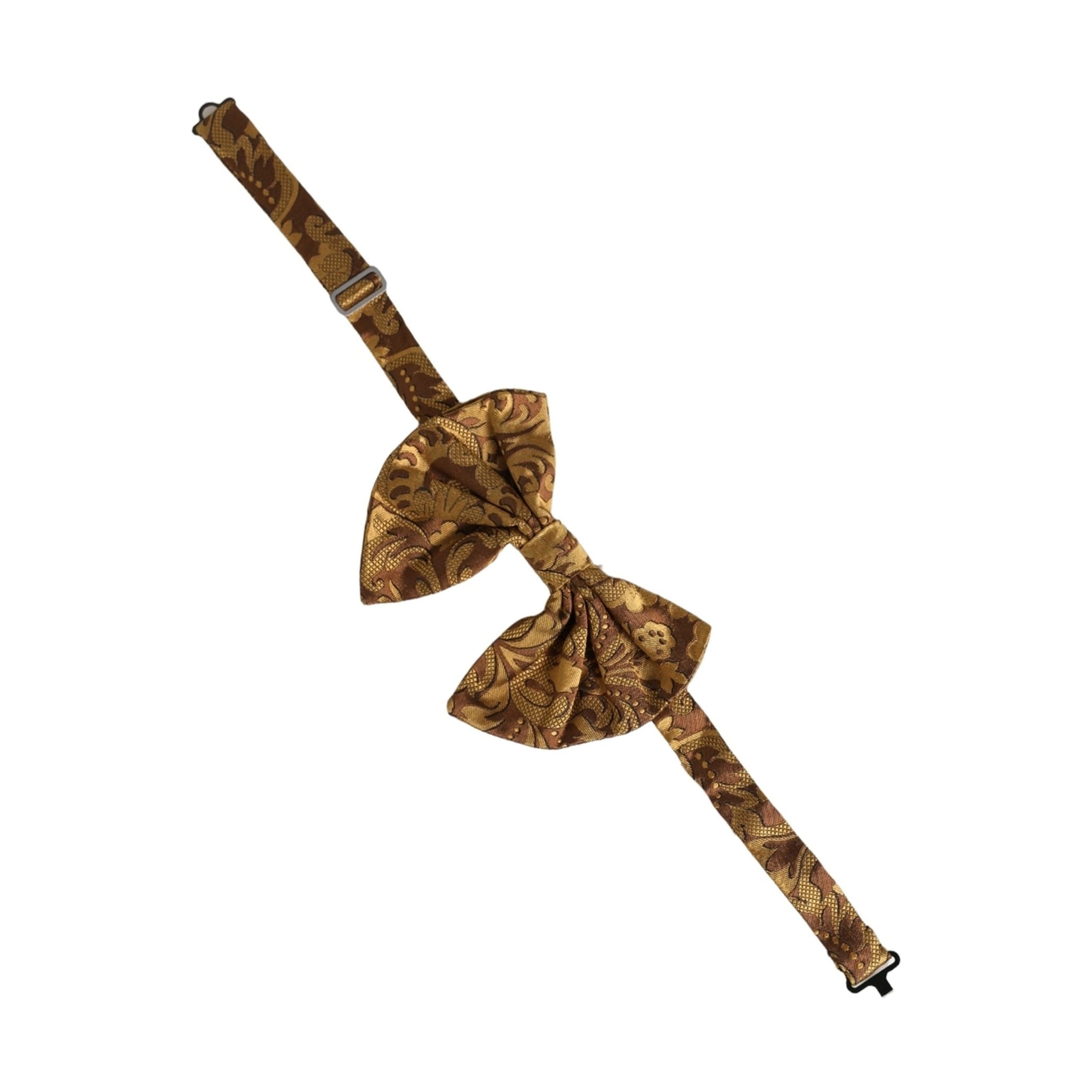 Dolce & Gabbana Men Brown Floral Silk Adjustable Neck Papillon Bow Tie