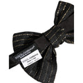 Dolce & Gabbana Men Black Pinstripe Silk Adjustable Neck Papillon Bow Tie