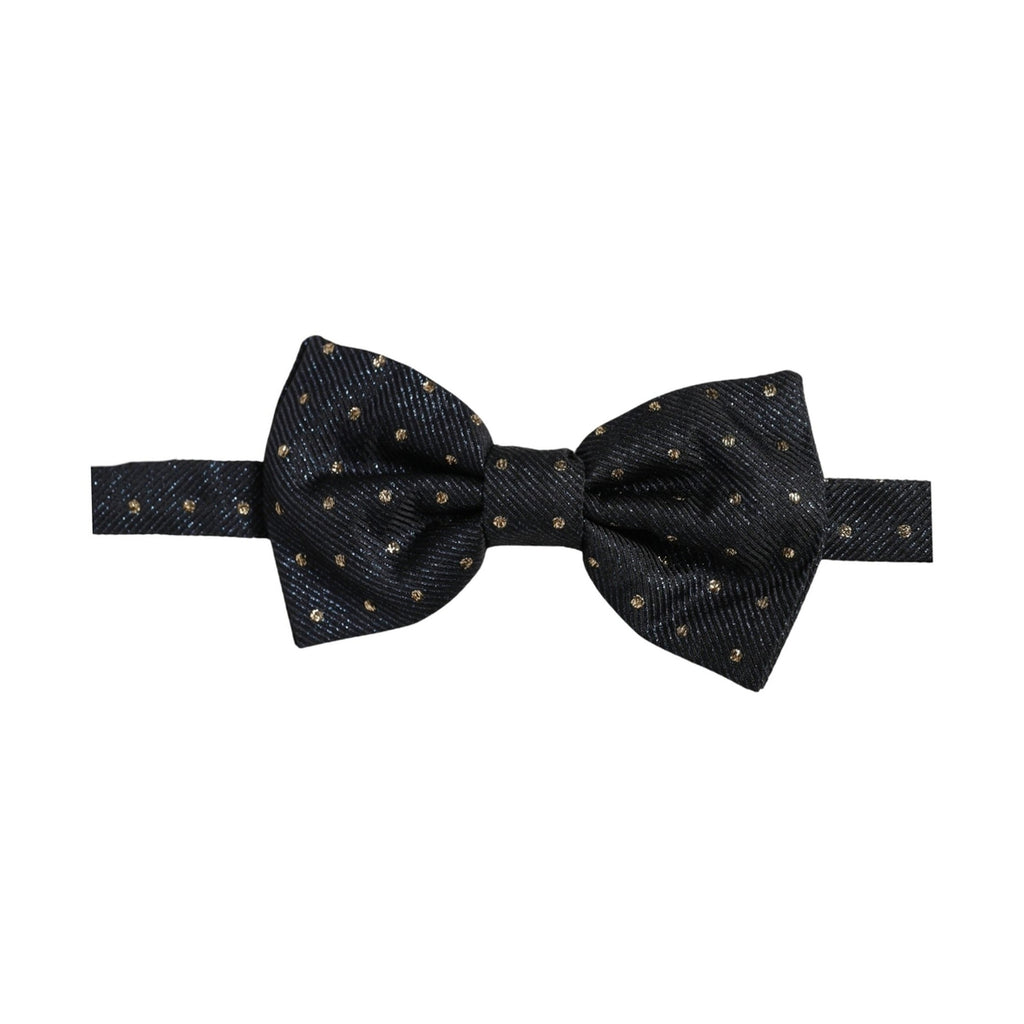 Dolce & Gabbana Men Black Polka Dot Silk Adjustable Neck Papillon Bow Tie