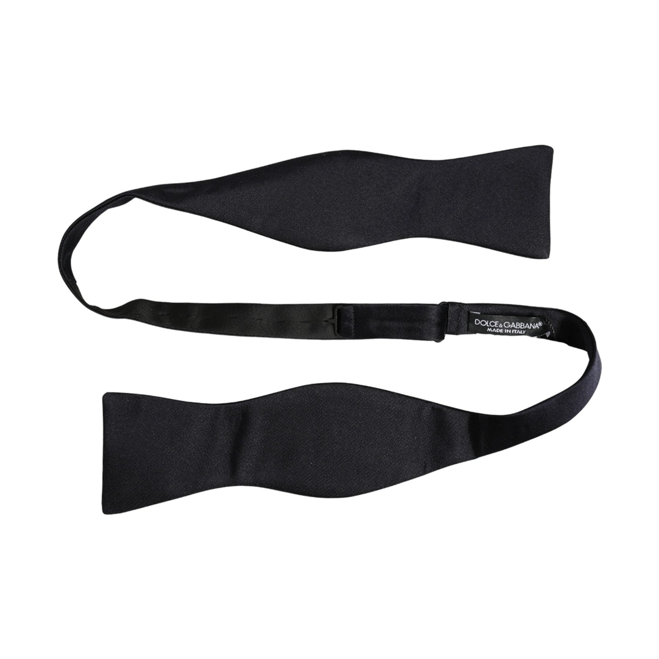 Dolce & Gabbana Men Black 100% Silk Adjustable Neck Papillon Bow Tie