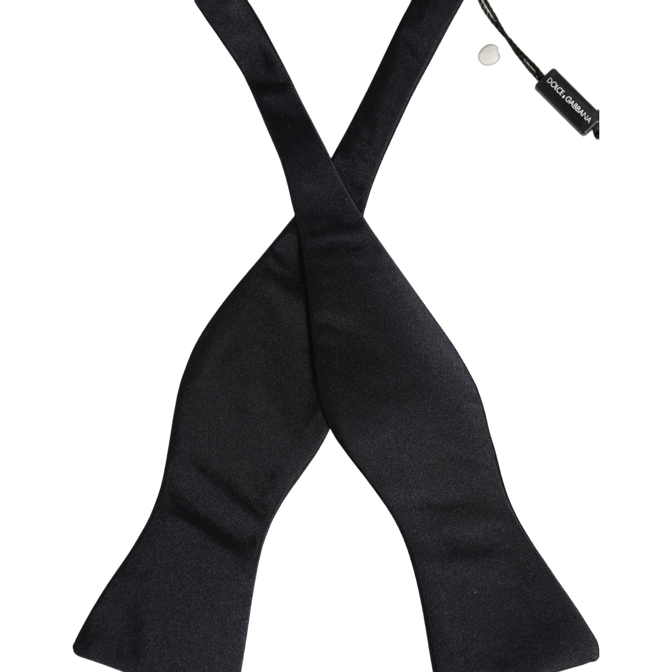 Dolce & Gabbana Men Black 100% Silk Adjustable Neck Papillon Bow Tie
