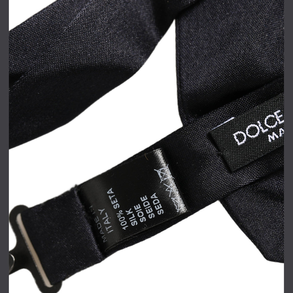 Dolce & Gabbana Men Black 100% Silk Adjustable Neck Papillon Bow Tie