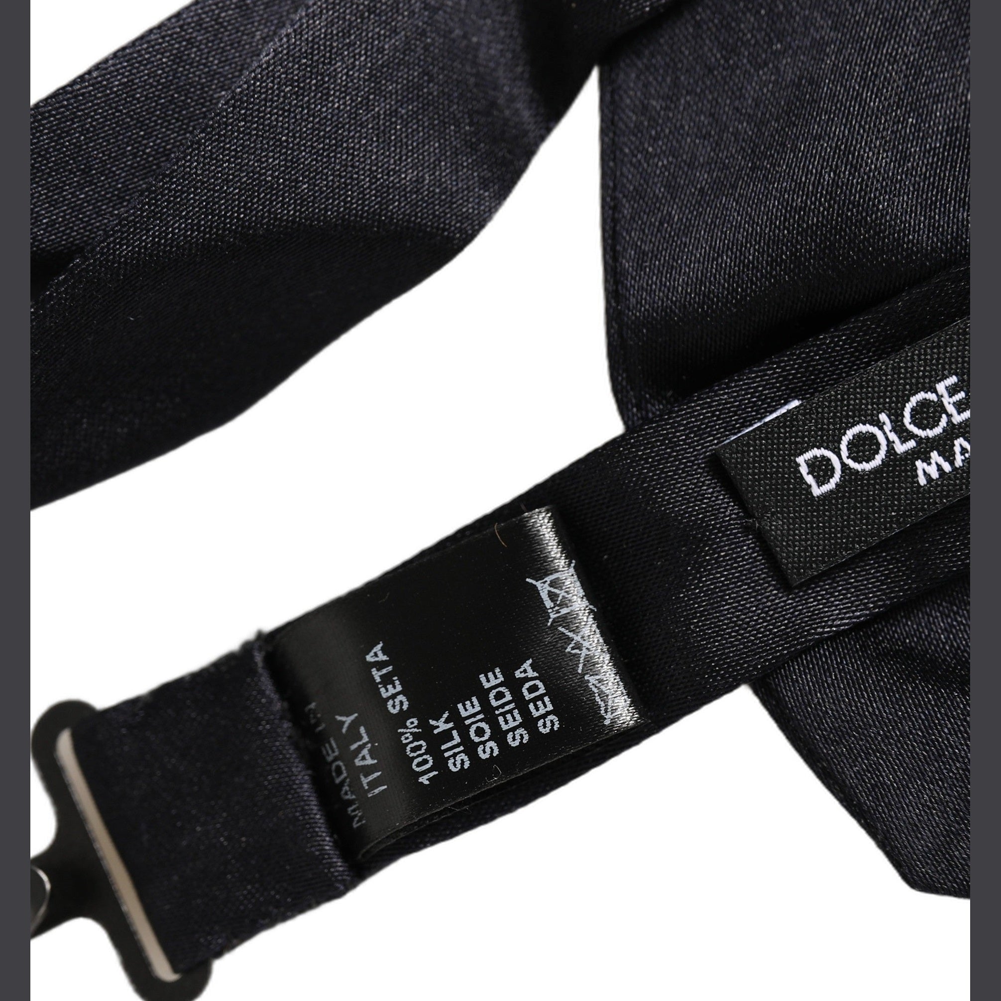 Dolce & Gabbana Men Black 100% Silk Adjustable Neck Papillon Bow Tie
