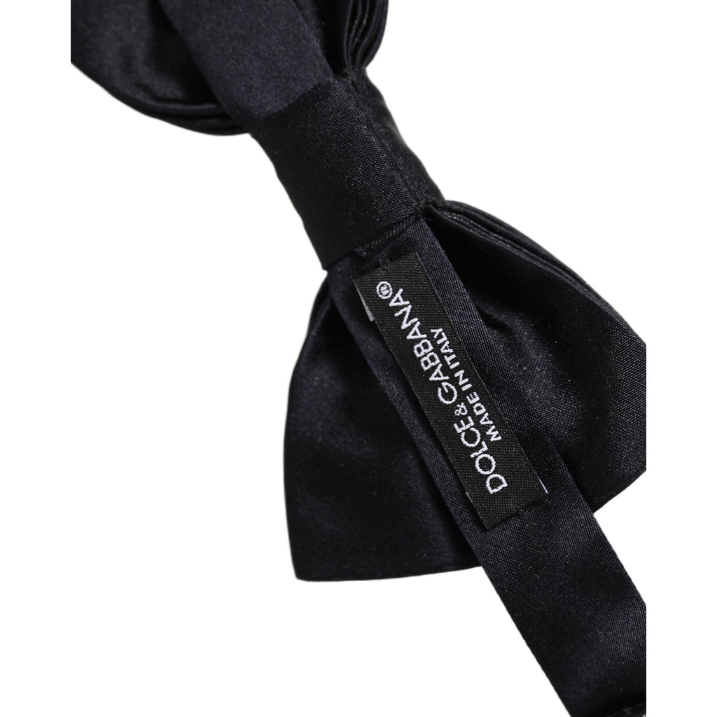 Dolce & Gabbana Men Black 100% Silk Adjustable Neck Papillon Bow Tie