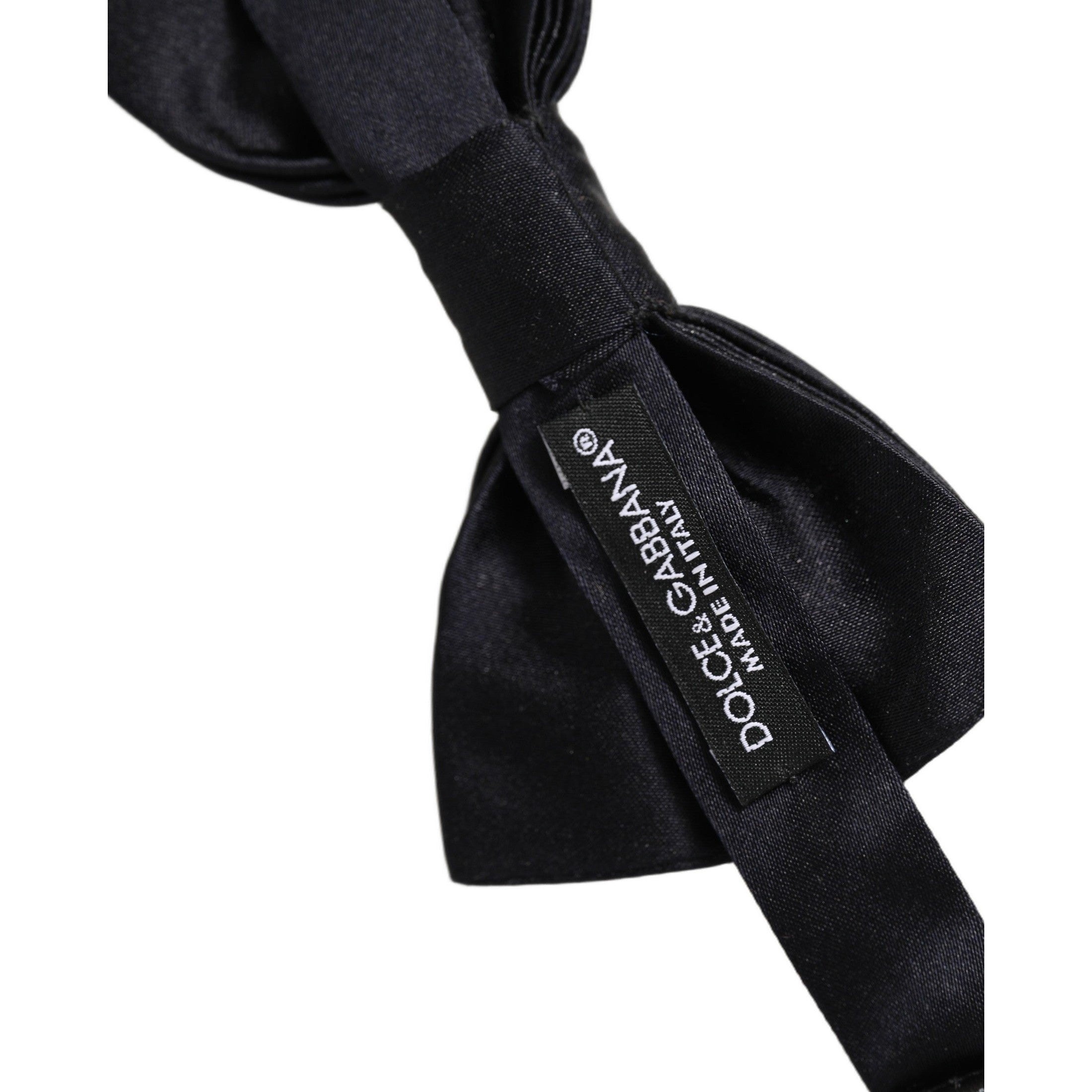 Dolce & Gabbana Men Black 100% Silk Adjustable Neck Papillon Bow Tie