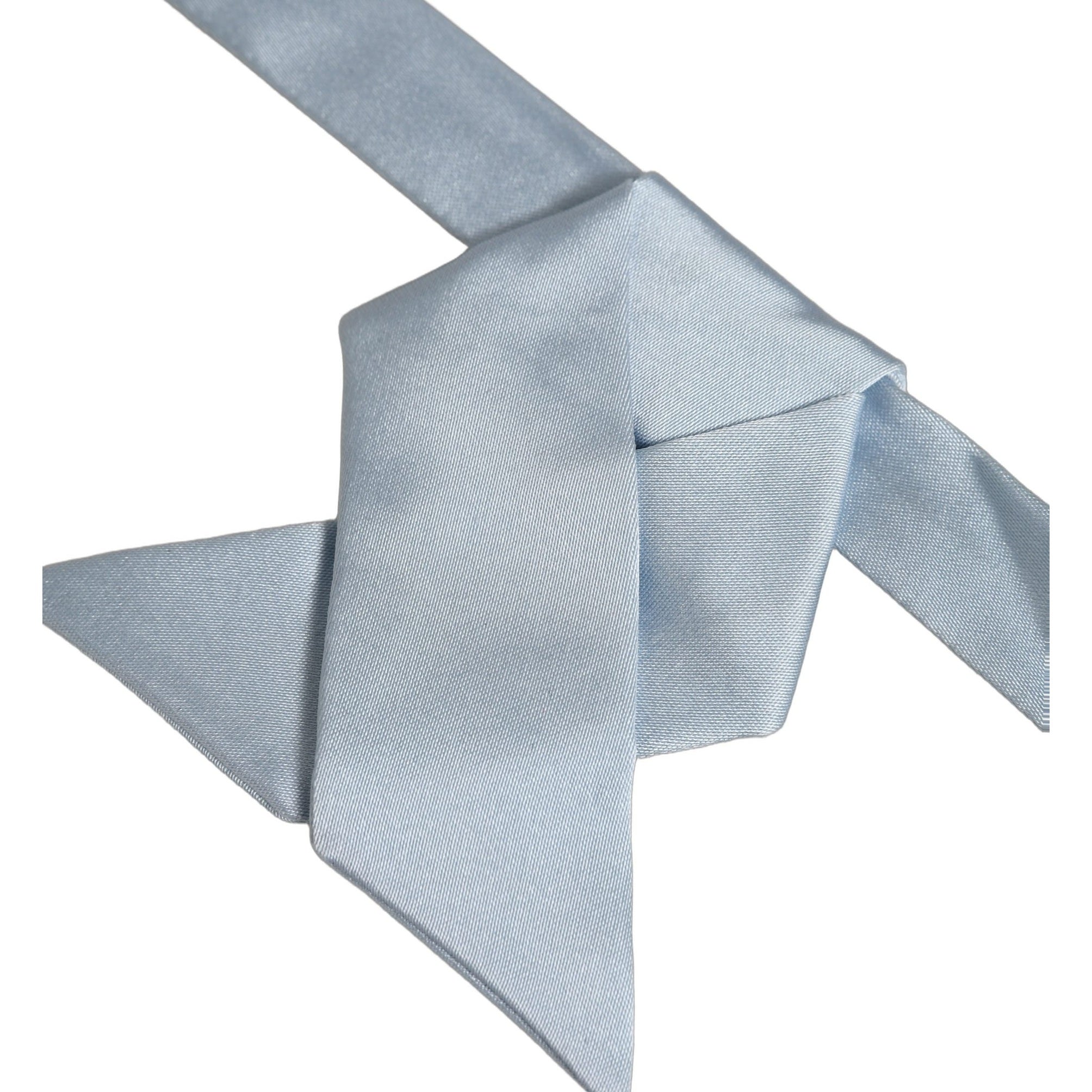 Dolce & Gabbana Men Light Blue SIlk Adjustable Neck Papillon Bow Tie