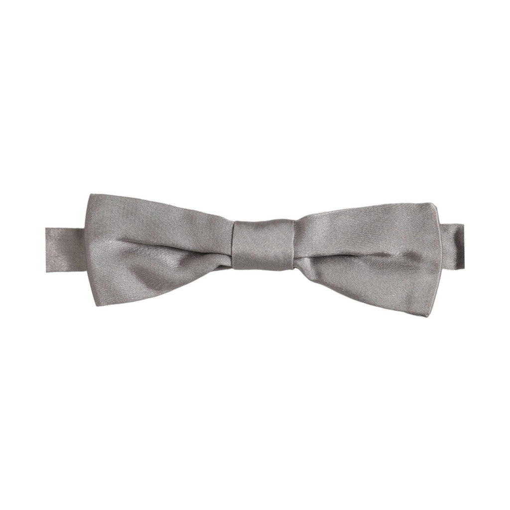 Dolce & Gabbana Men Gray 100% Silk Adjustable Neck Papillon Bow Tie