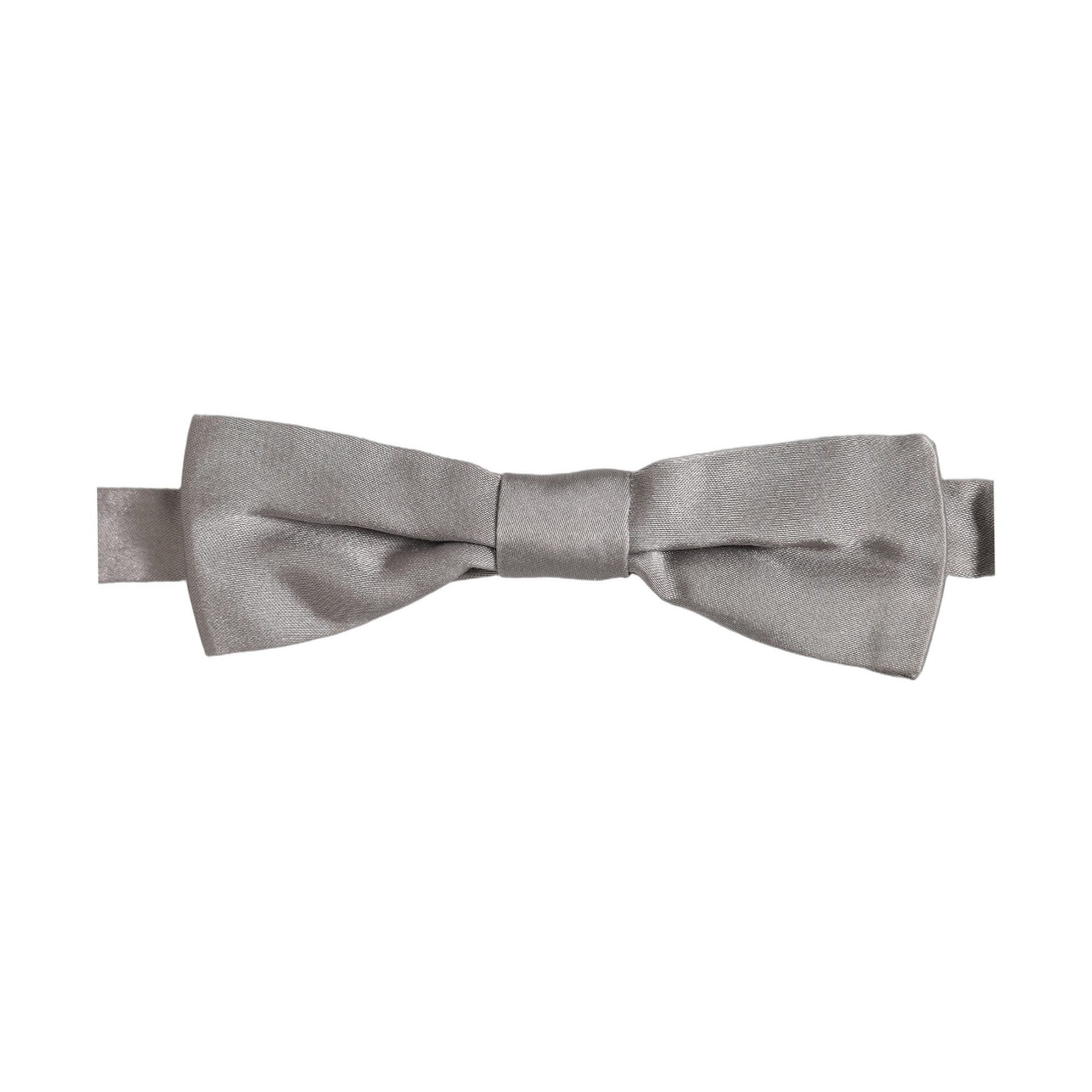 Dolce & Gabbana Men Gray 100% Silk Adjustable Neck Papillon Bow Tie