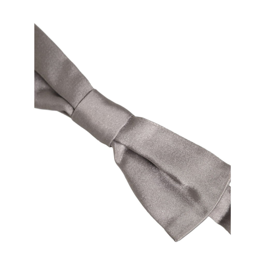Dolce & Gabbana Men Gray 100% Silk Adjustable Neck Papillon Bow Tie