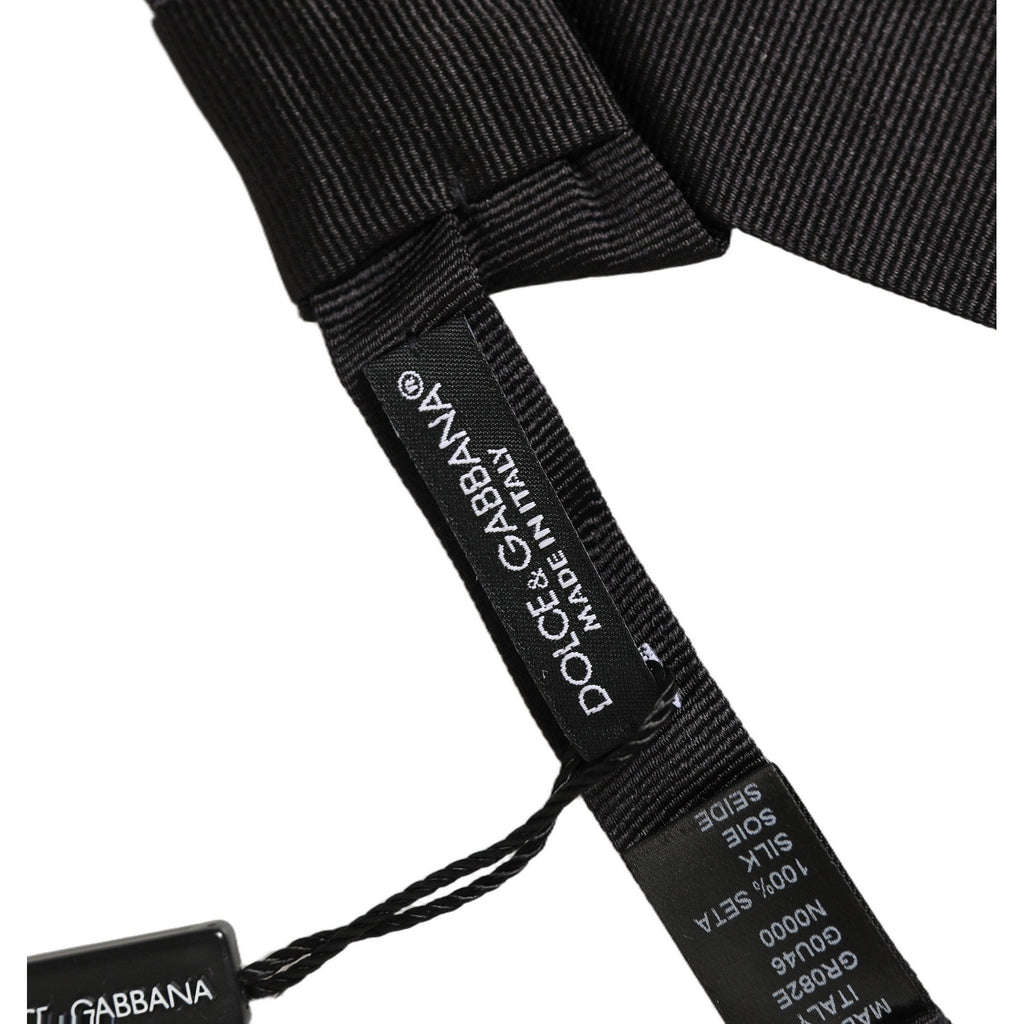 Dolce & Gabbana Men Black 100% SIlk Adjustable Neck Papillon Bow Tie