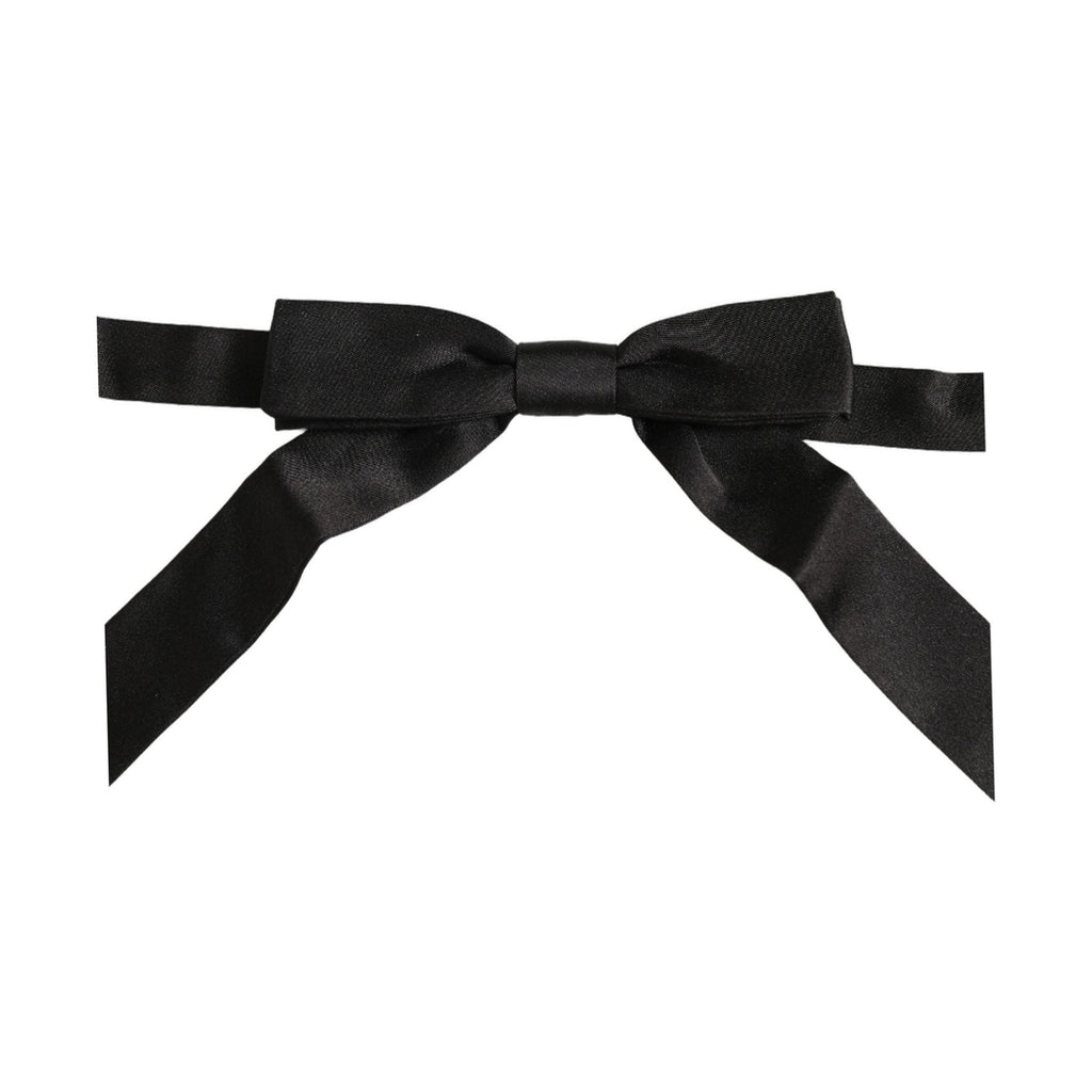 Dolce & Gabbana Men Black 100% SIlk Adjustable Neck Papillon Bow Tie