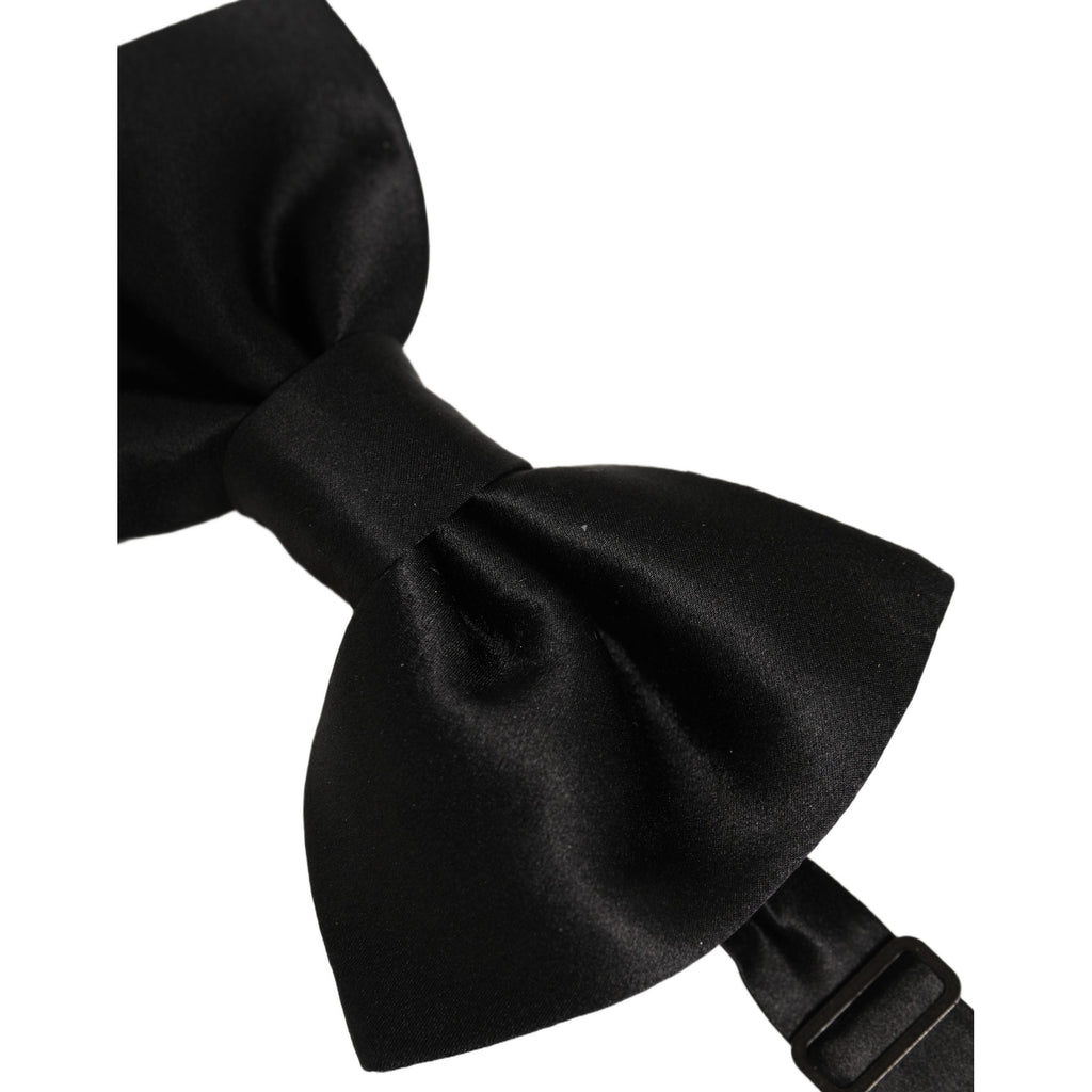Dolce & Gabbana Men Black 100% Silk Adjustable Neck Papillon Bow Tie