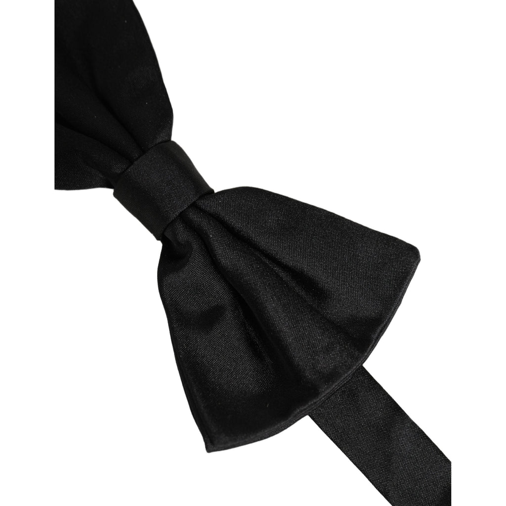 Dolce & Gabbana Men Black 100% Silk Adjustable Neck Papillon Bow Tie