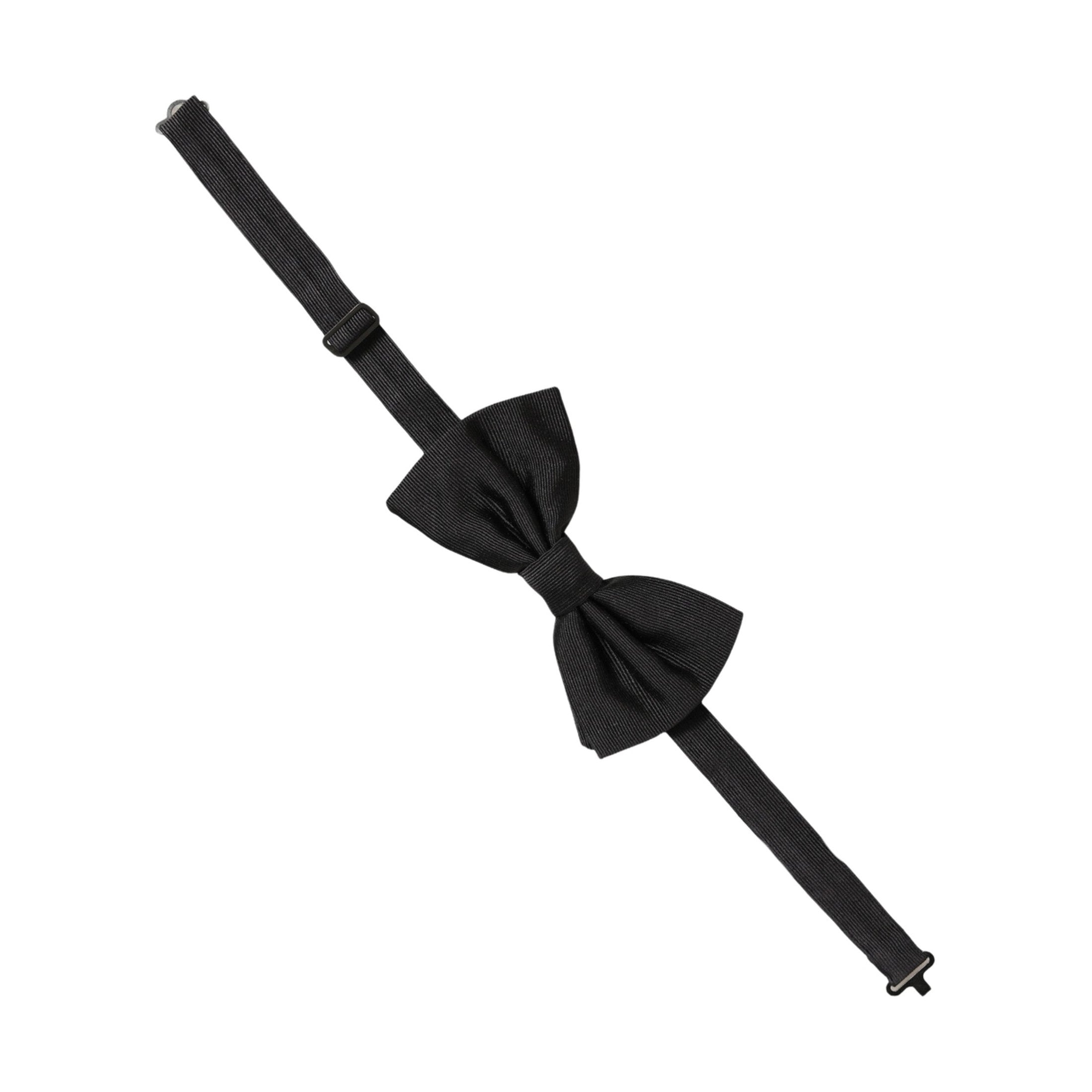 Dolce & Gabbana Men Black 100% Silk Adjustable Neck Papillon Bow Tie