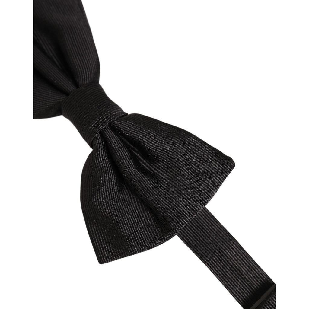 Dolce & Gabbana Men Black 100% Silk Adjustable Neck Papillon Bow Tie