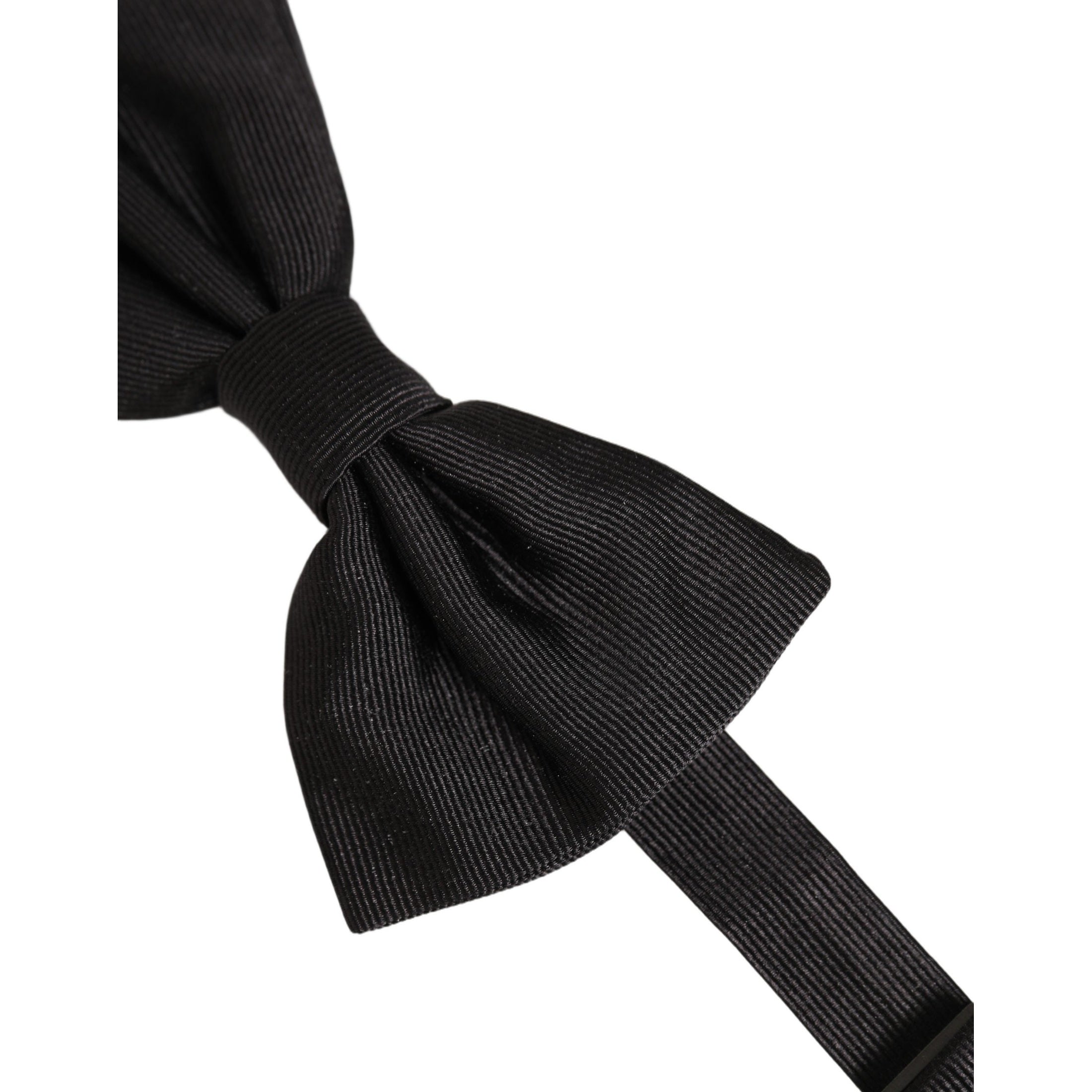 Dolce & Gabbana Men Black 100% Silk Adjustable Neck Papillon Bow Tie