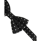 Dolce & Gabbana Black White Polka Dot Adjustable Neck Papillon Bow Tie