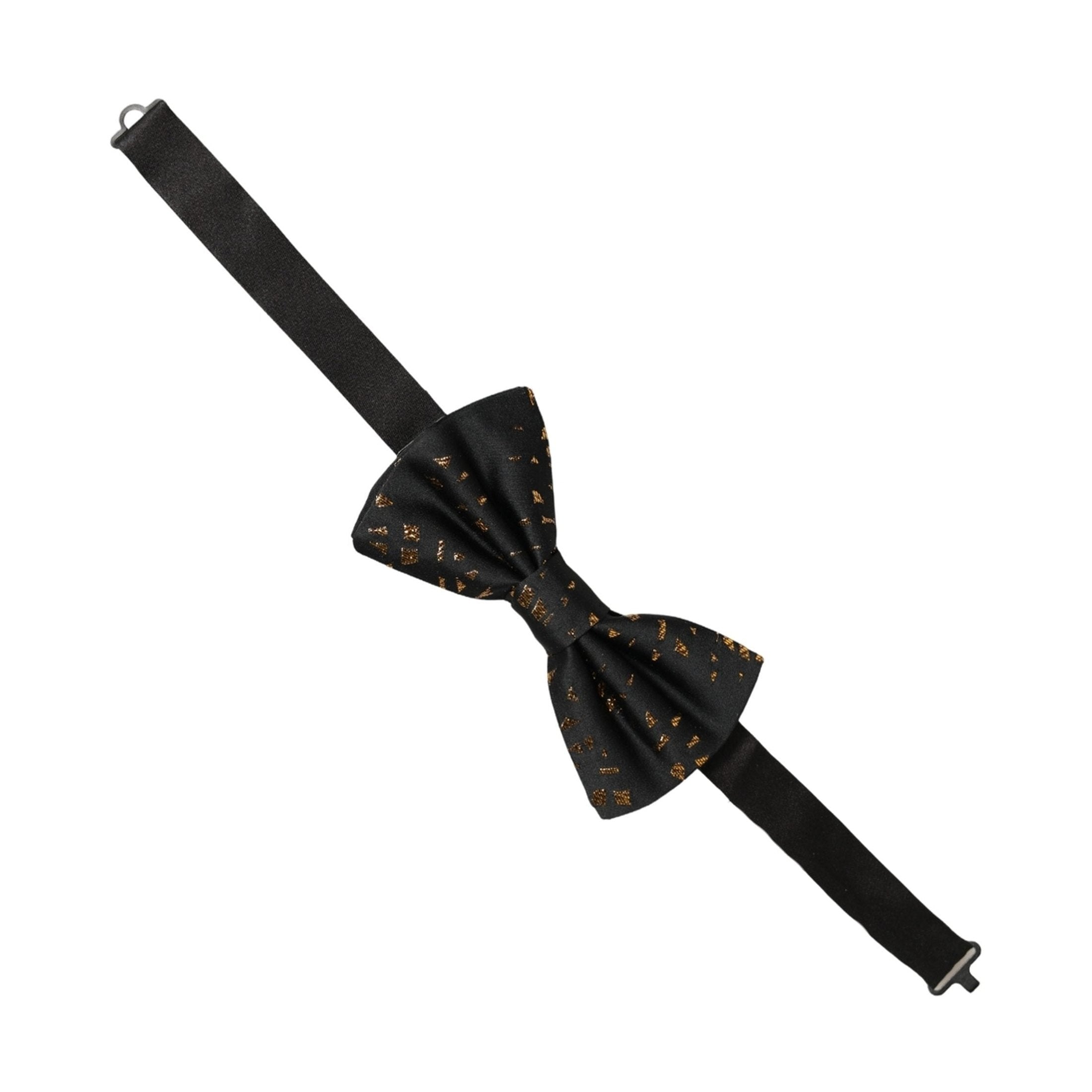 Dolce & Gabbana Black Gold Speckle Pattern Adjustable Neck Papillon Bow Tie