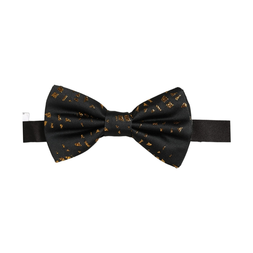 Dolce & Gabbana Black Gold Speckle Pattern Adjustable Neck Papillon Bow Tie