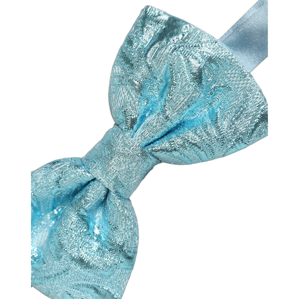 Dolce & Gabbana Light Blue Floral Brocade Adjustable Neck Papillon Bow Tie