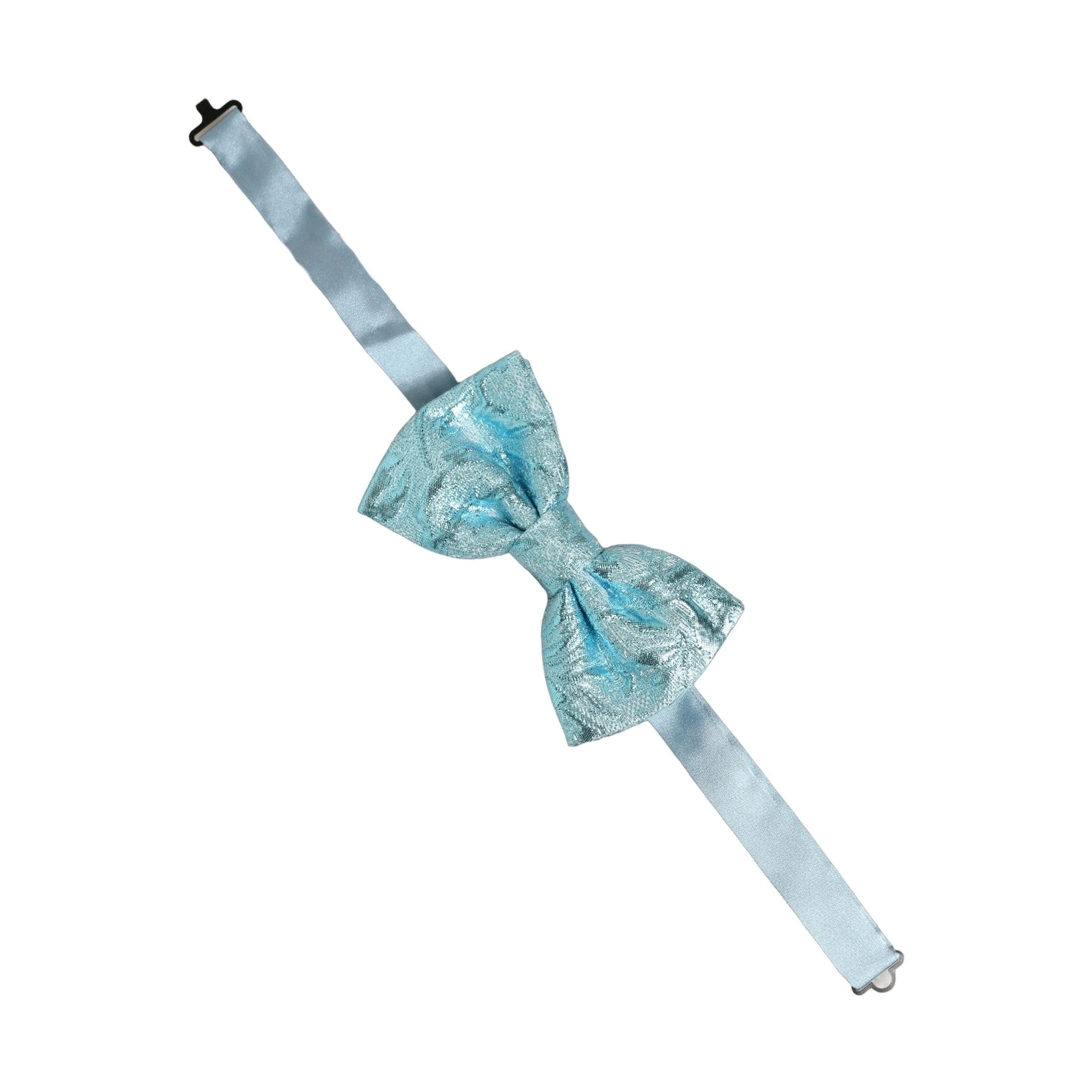 Dolce & Gabbana Light Blue Floral Brocade Adjustable Neck Papillon Bow Tie
