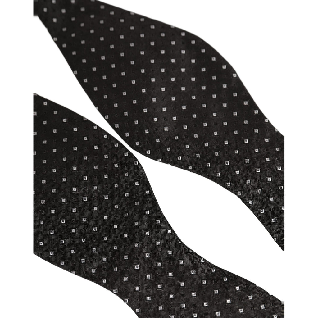 Dolce & Gabbana Black White Polka Dot Adjustable Neck Papillon Bow Tie