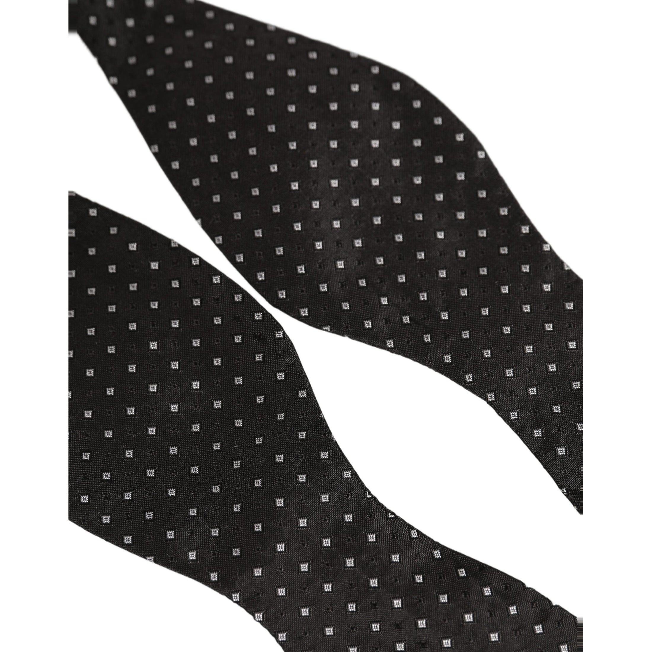 Dolce & Gabbana Black White Polka Dot Adjustable Neck Papillon Bow Tie