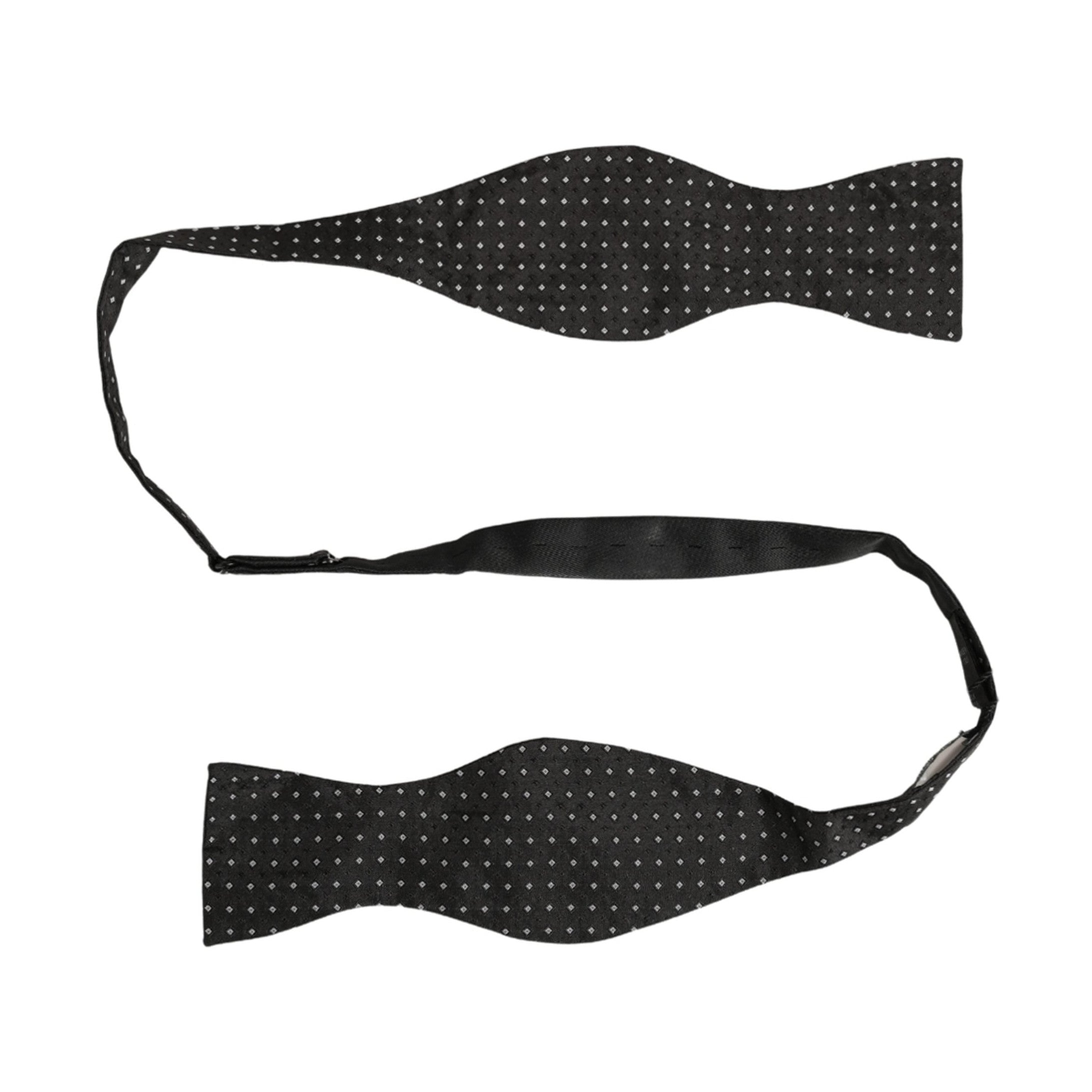 Dolce & Gabbana Black White Polka Dot Adjustable Neck Papillon Bow Tie