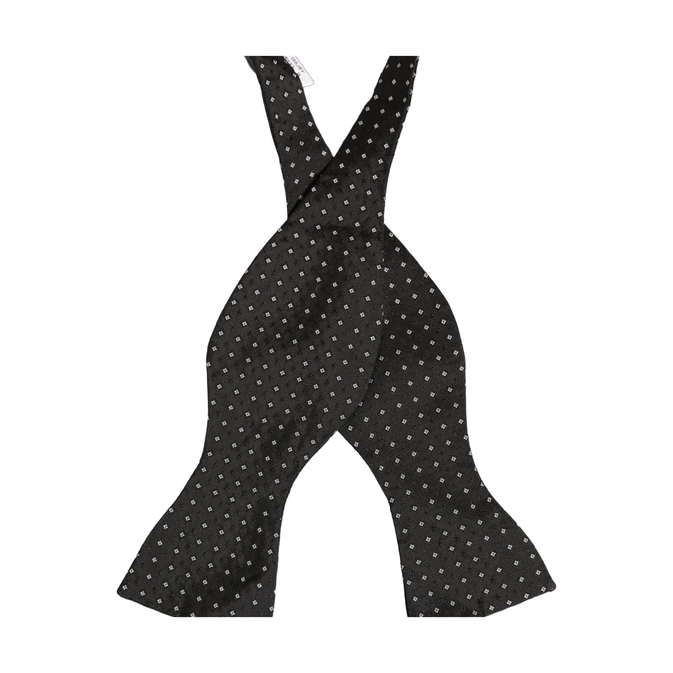 Dolce & Gabbana Black White Polka Dot Adjustable Neck Papillon Bow Tie