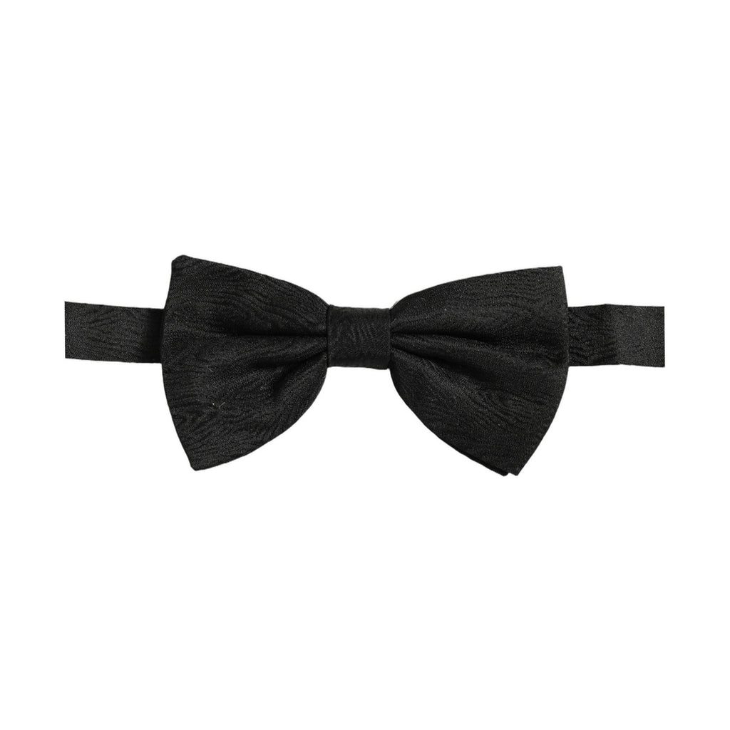 Dolce & Gabbana Men Black Silk Brocade Adjustable Neck Papillon Bow Tie