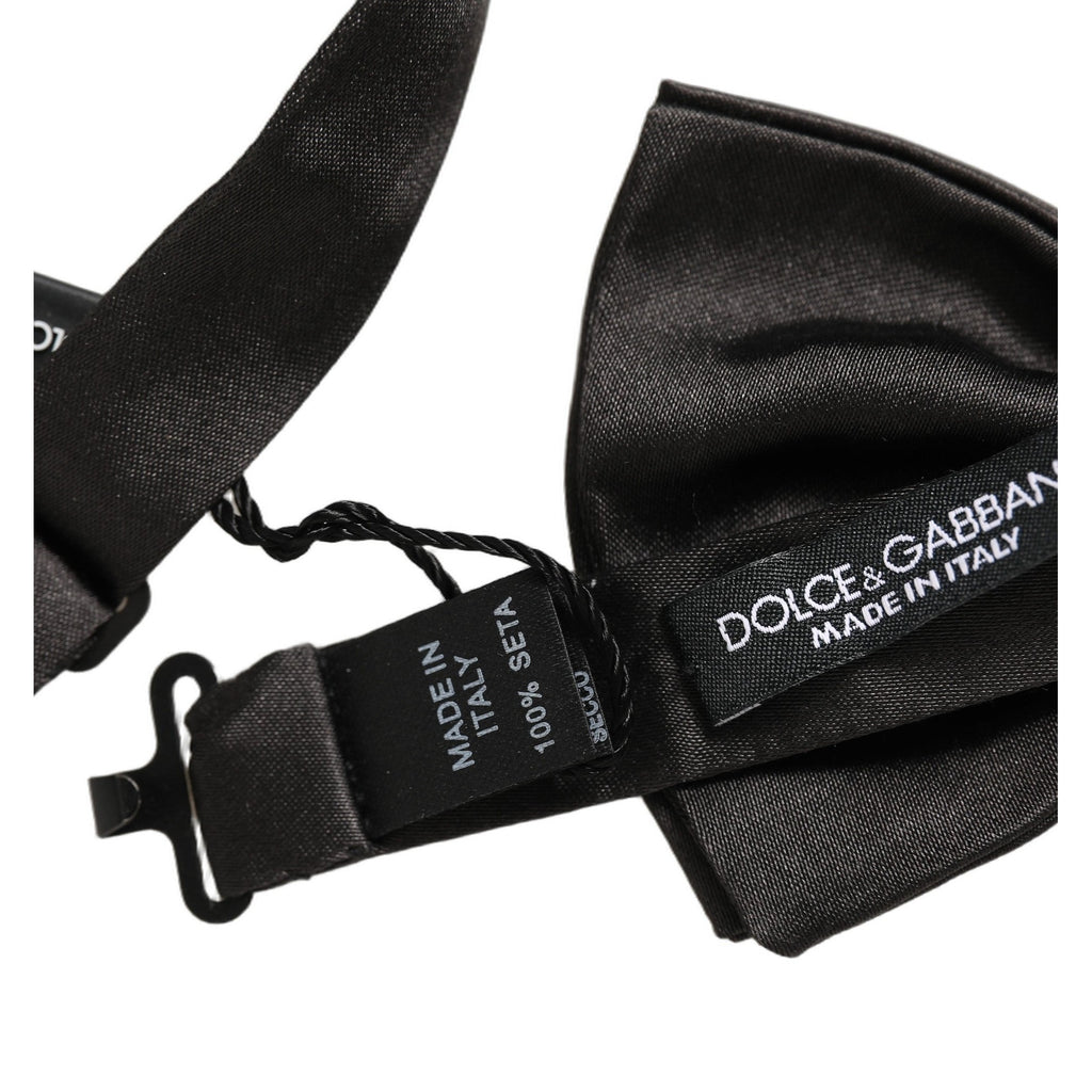 Dolce & Gabbana Men Black 100% Silk Adjustable Neck Papillon Bow Tie
