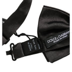 Dolce & Gabbana Men Black 100% Silk Adjustable Neck Papillon Bow Tie