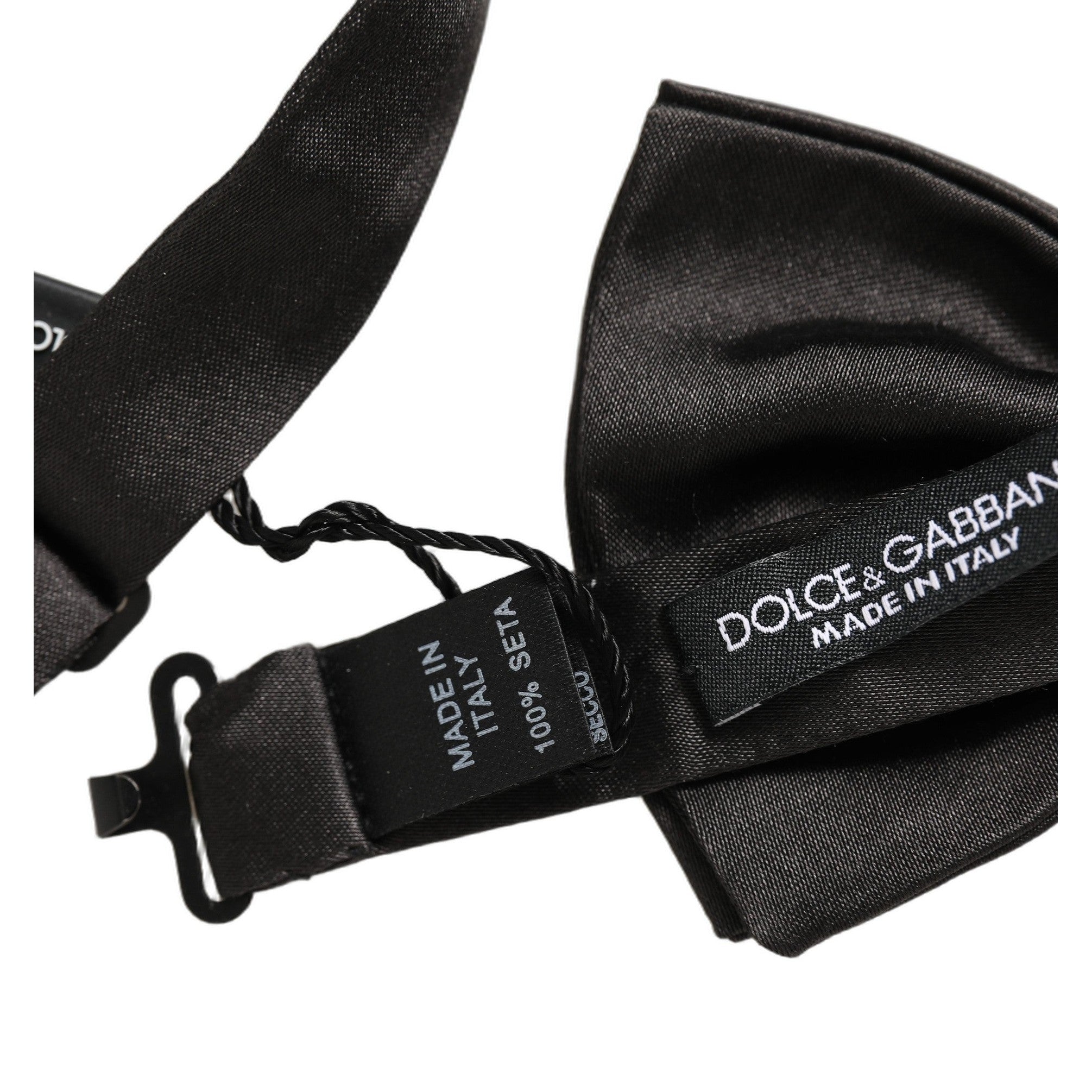 Dolce & Gabbana Men Black 100% Silk Adjustable Neck Papillon Bow Tie