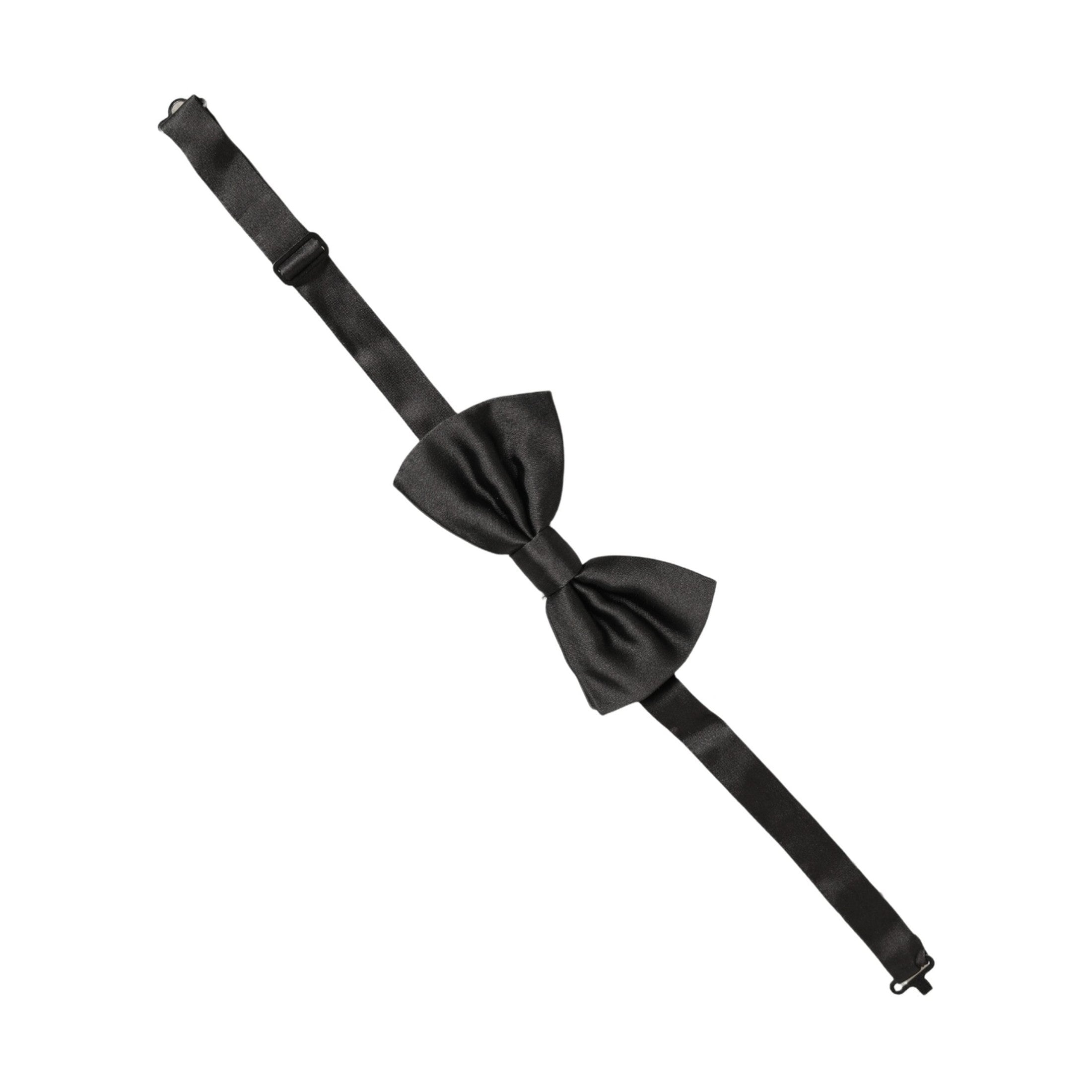Dolce & Gabbana Men Black 100% Silk Adjustable Neck Papillon Bow Tie