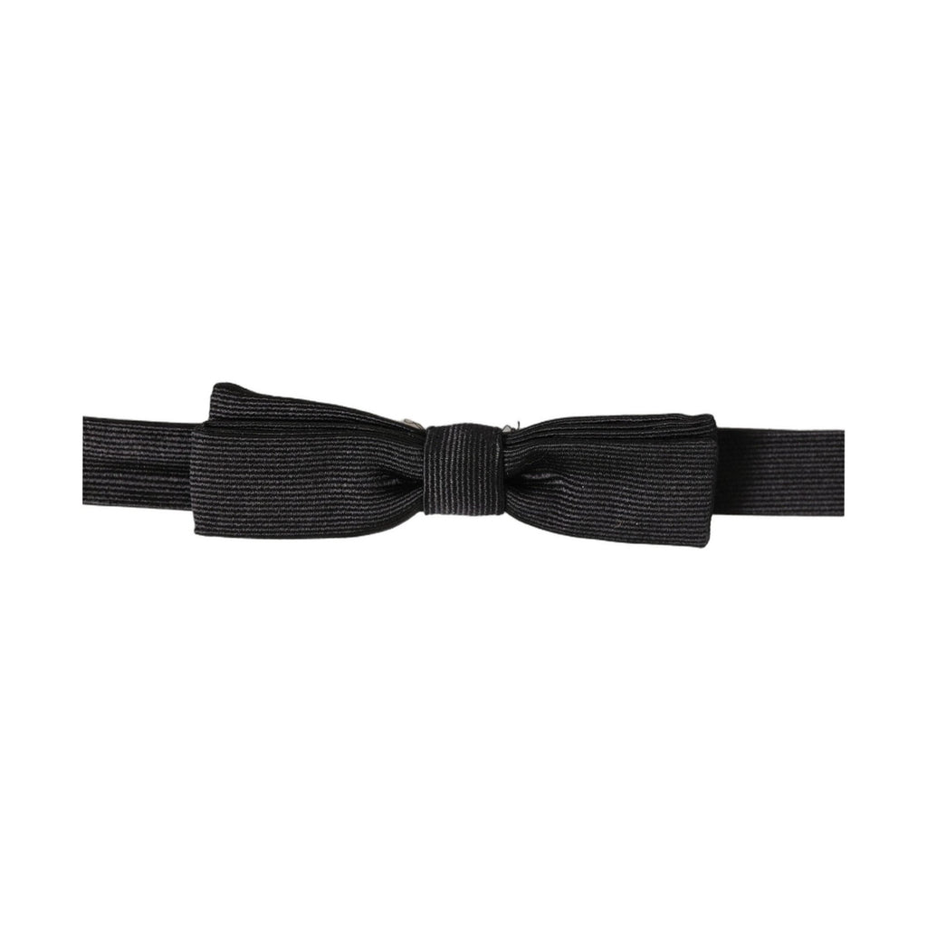 Dolce & Gabbana Men Black 100% SIlk Adjustable Neck Papillon Bow Tie