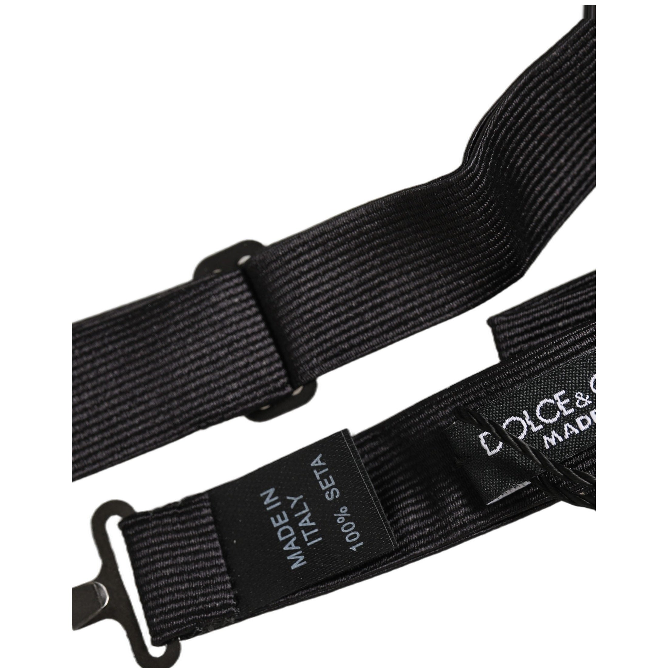 Dolce & Gabbana Men Black 100% SIlk Adjustable Neck Papillon Bow Tie