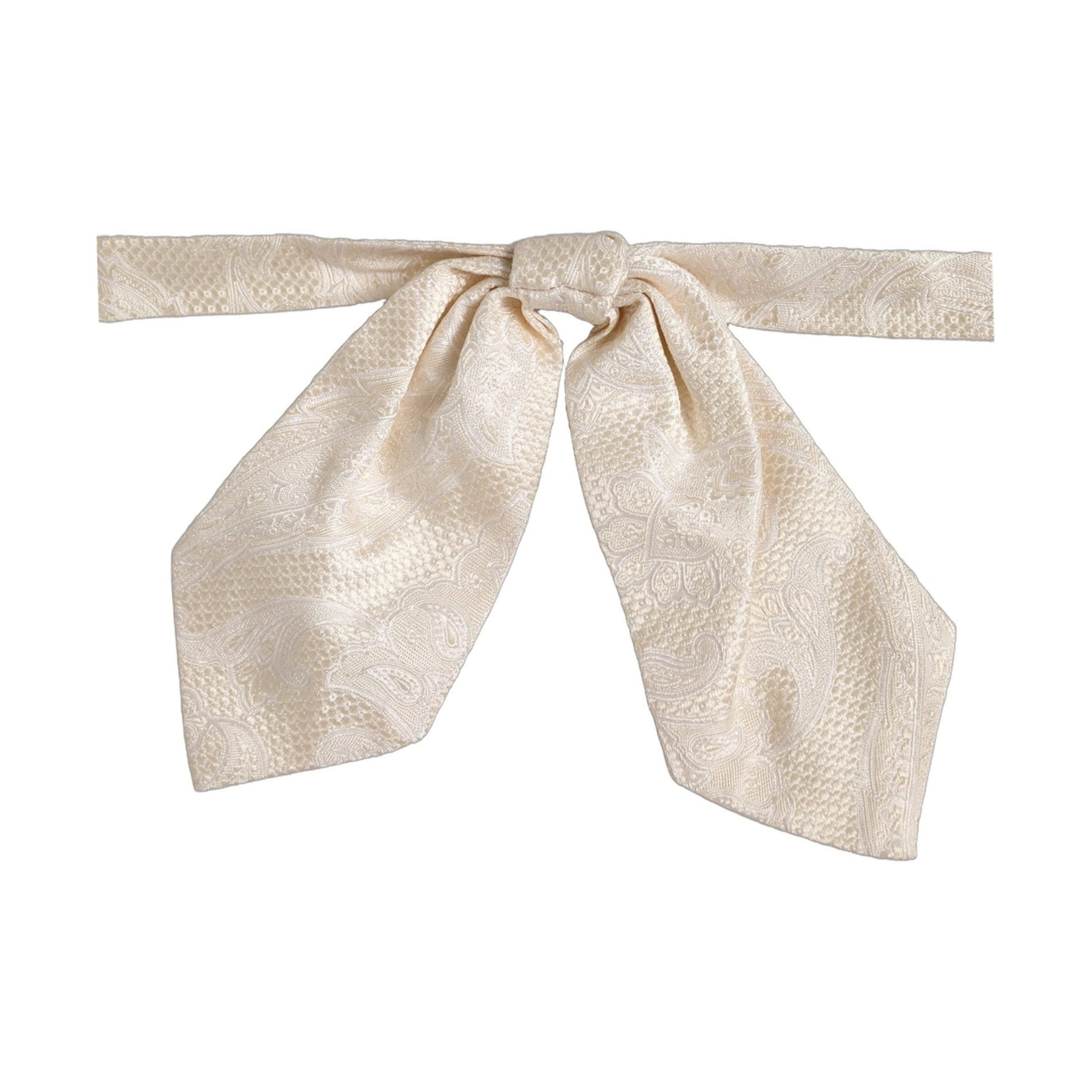 Dolce & Gabbana Men Ivory Paisley SIlk Adjustable Neck Papillon Bow Tie