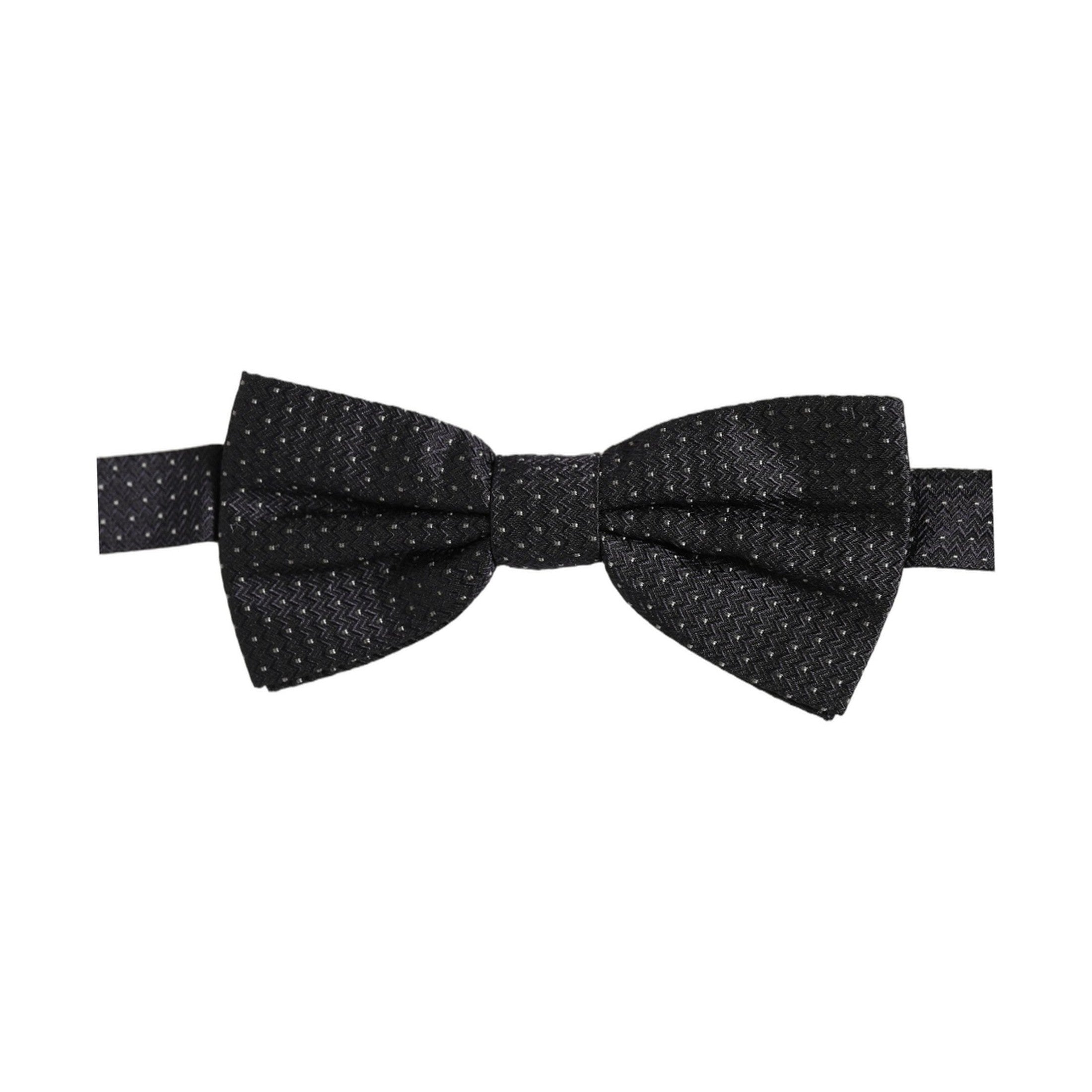 Dolce & Gabbana Black White Polka Dot Adjustable Neck Papillon Bow Tie