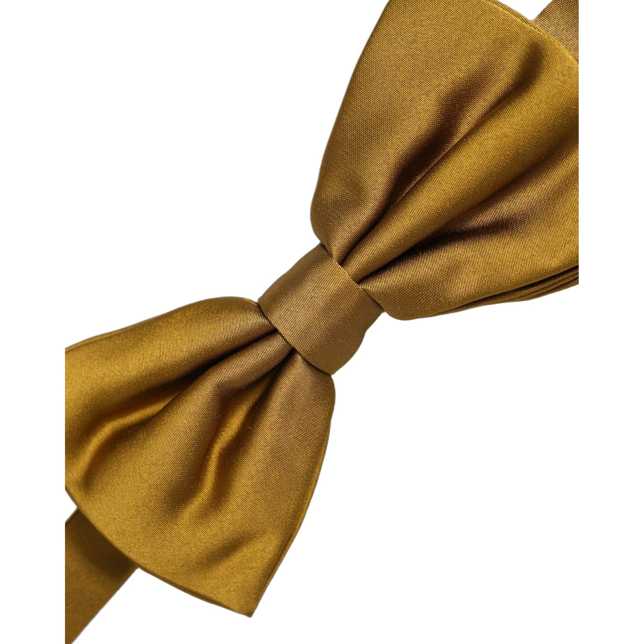 Dolce & Gabbana Men Mustard 100% Silk Adjustable Neck Papillon Bow Tie