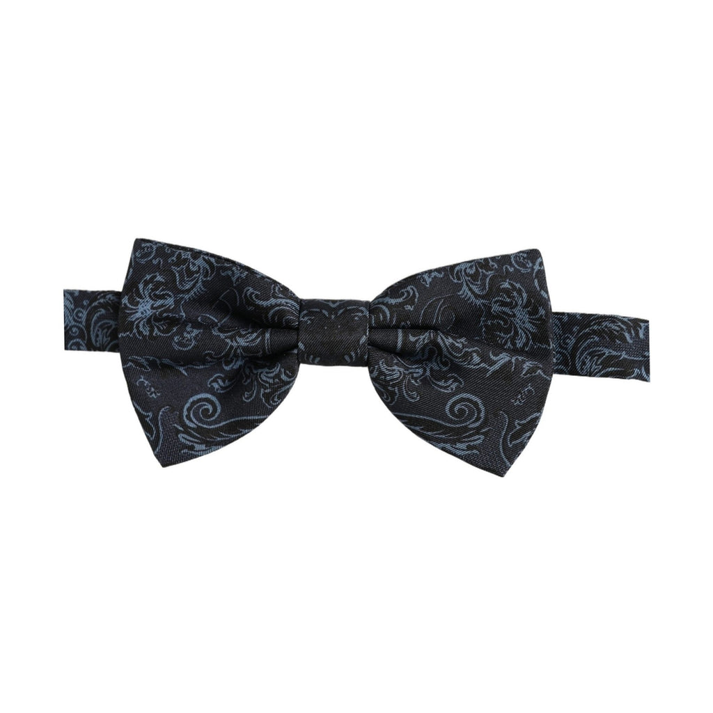Dolce & Gabbana Men Black Blue Paisley Adjustable Neck Papillon Bow Tie