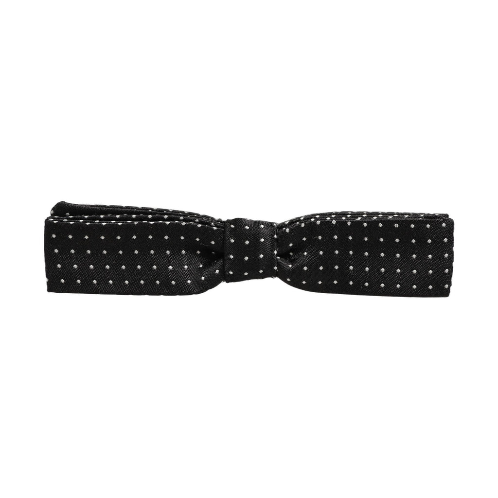 Dolce & Gabbana Black White Polka Dot Adjustable Neck Papillon Bow Tie