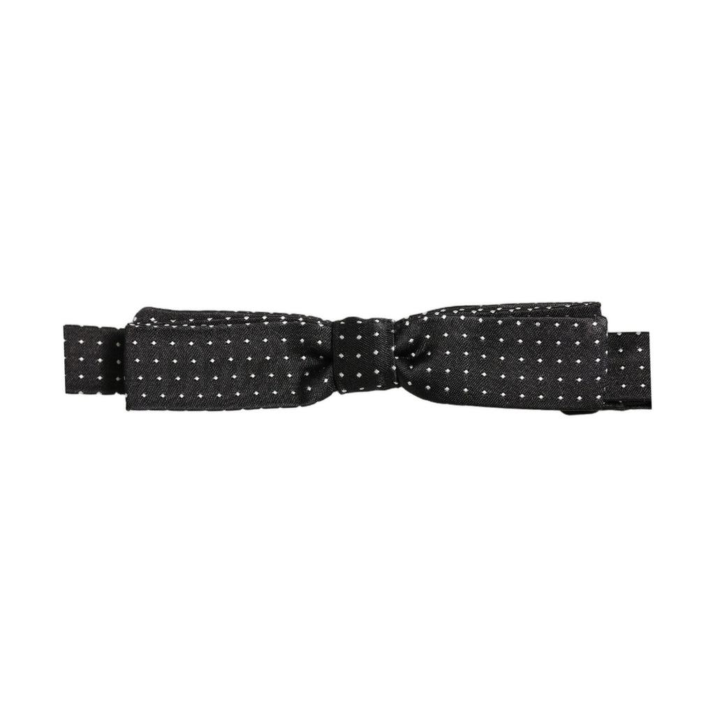 Dolce & Gabbana Black White Polka Dot Adjustable Neck Papillon Bow Tie