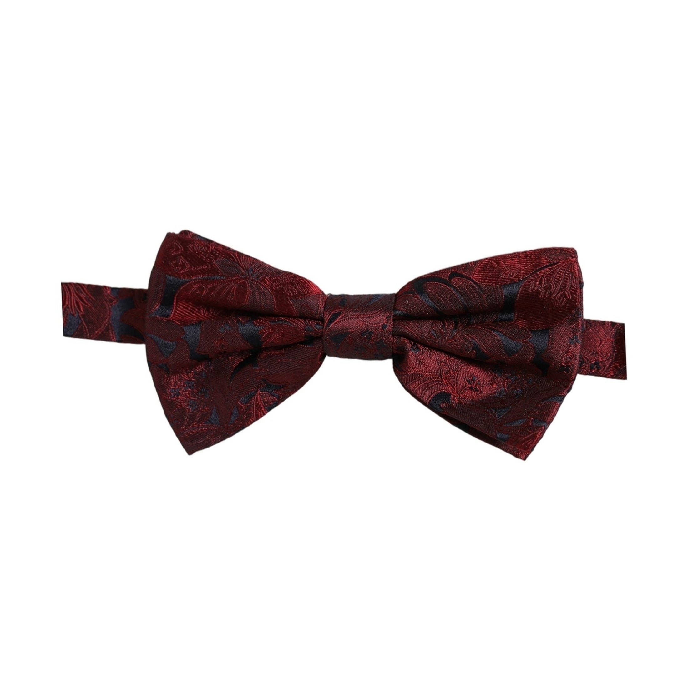 Dolce & Gabbana Men Maroon Paisley SIlk Adjustable Neck Papillon Bow Tie